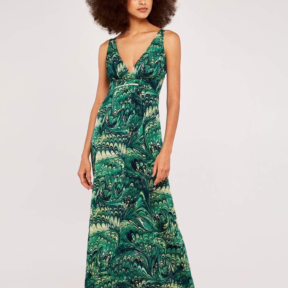 APRICOT Green Marbled Maxi Dress